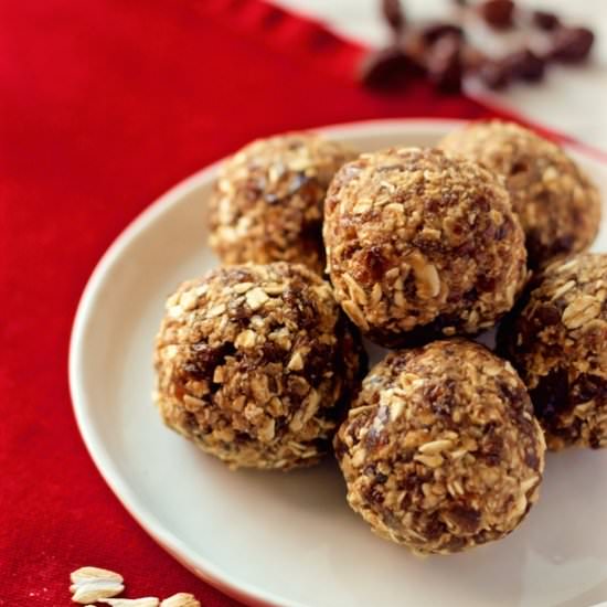 No-Bake Oatmeal Raisin Cookie Balls - Recipe photo by Family Food on the Table