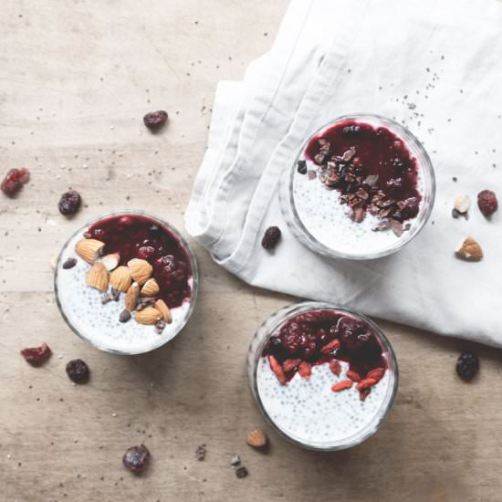 Coconut Chia Pudding with Berries - Recipe photo by JuYogi