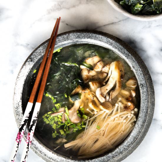 Miso Soup with Mushrooms - Recipe photo by wild greens