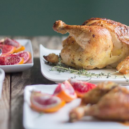 Blood Orange Thyme Roasted Chicken - Recipe photo by chasetheflavors