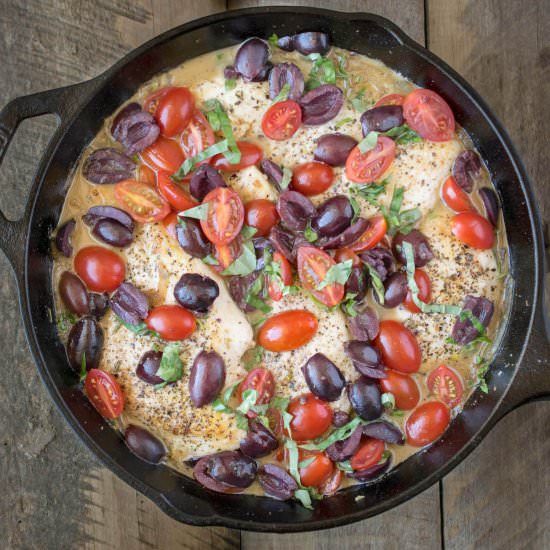 One pot chicken with tomato & olive - Recipe photo by culinaryginger