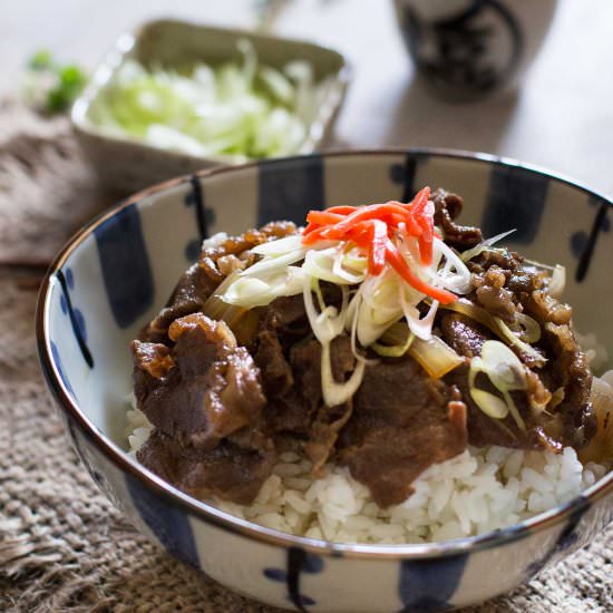 Gyudon Japanese Beef Bowls - Recipe photo by Chopstick Chronicles