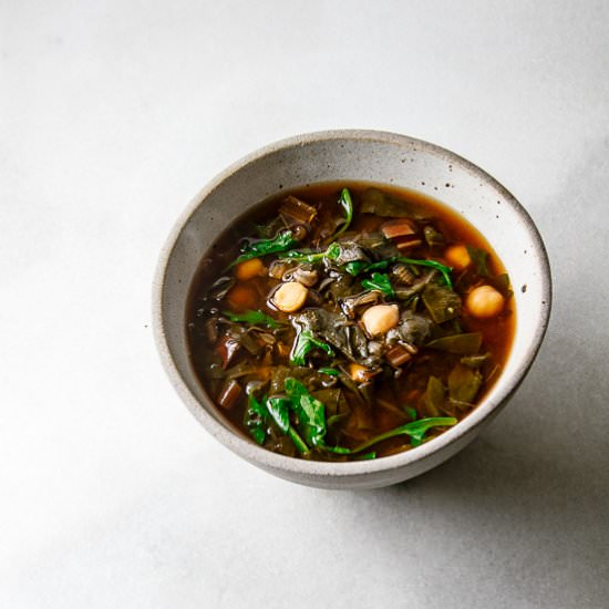 Red Chard Wild Rice Soup - Recipe photo by rootingthesun
