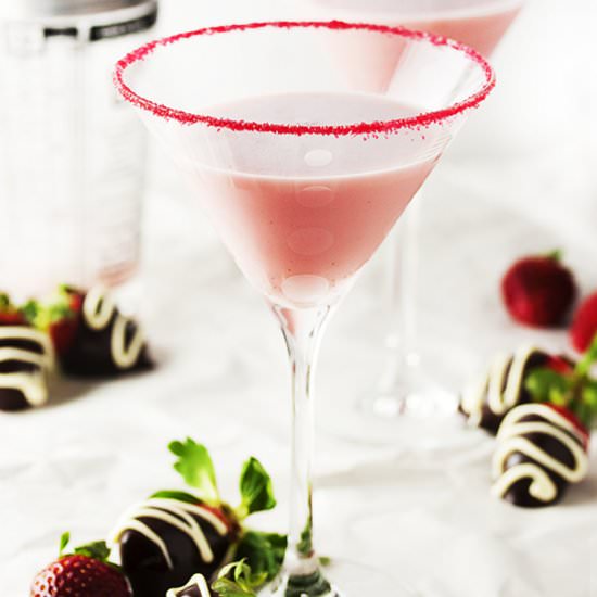 Chocolate Dipped Strawberry Martini - Recipe photo by justalittlebitofbacon