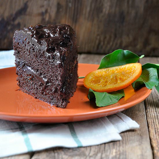 vegan chocolate-orange cake - Recipe photo by kouzinista