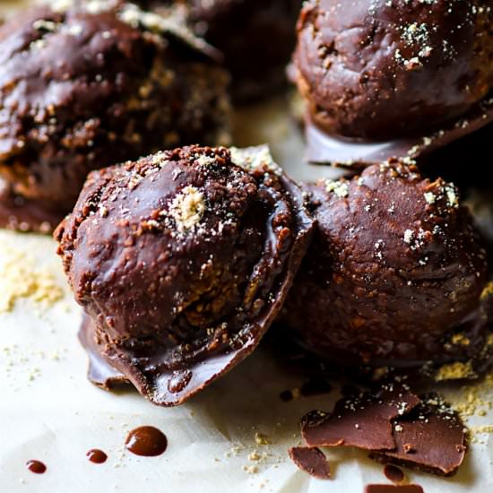 Chocolate Peanut Butter Dough Balls - Recipe photo by Cotter Crunch