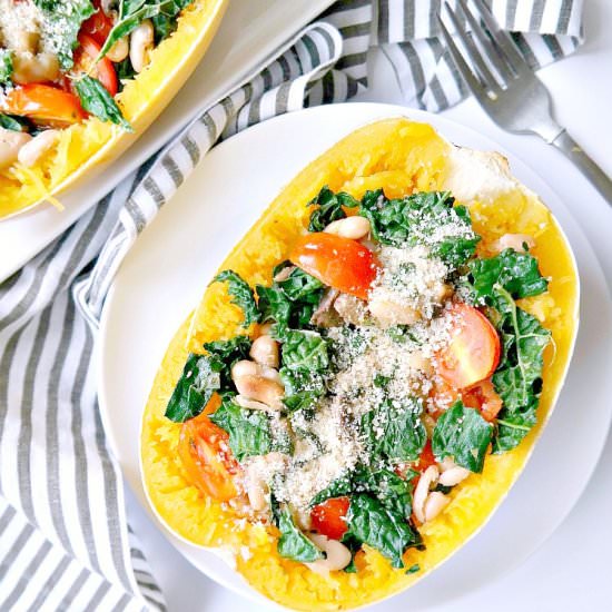 Tuscan Kale Spaghetti Squash Bake - Recipe photo by TheGlowingFridge