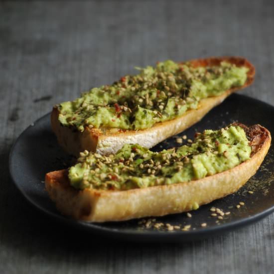 yuzu-ginger avocado toast - Recipe photo by drumbeets