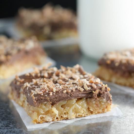 Chocolate Macaroon Crescent Bars - Recipe photo by bakedinaz