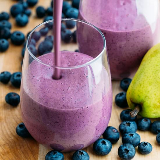 Blueberry Pear Smoothie Recipe - Recipe photo by NatashasKitchen.com