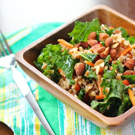 Kale Salad with Farro - Recipe photo by rachelcooksblog