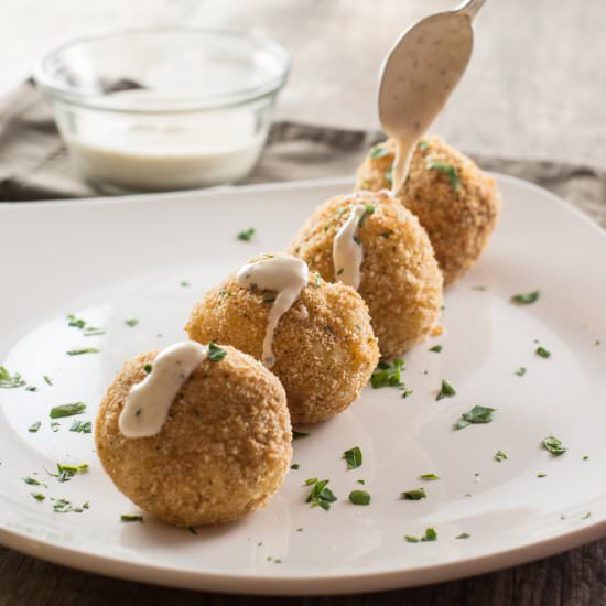 Cheese-Stuffed Mashed Potato Balls - Recipe photo by Watch Learn Eat