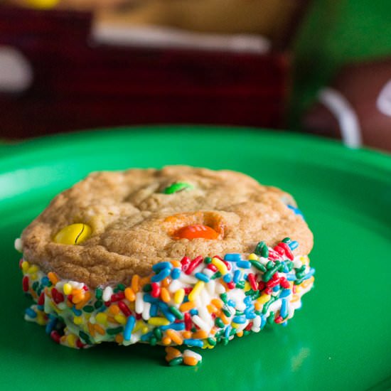 M&M Cookie Ice Cream Sandwich - Recipe photo by culinaryhill