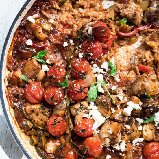 One Pot Baked Greek Chicken Orzo - Recipe photo by RecipeTin Eats