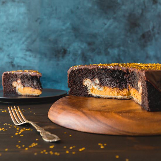 Chocolate Cake with Pumpkin Pie - Recipe photo by road to honey