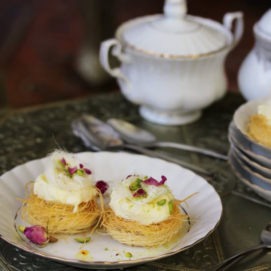 Rose & Saffron Cream Kunafa Nests - Recipe photo by Beela