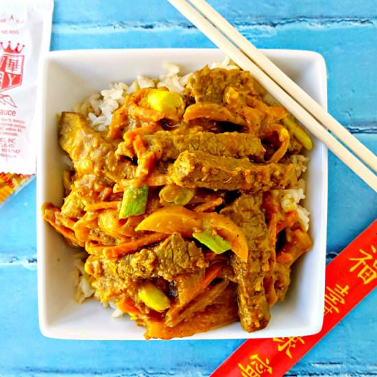 Asian Style Beef Curry Stir-Fry - Recipe photo by akitchenhoor