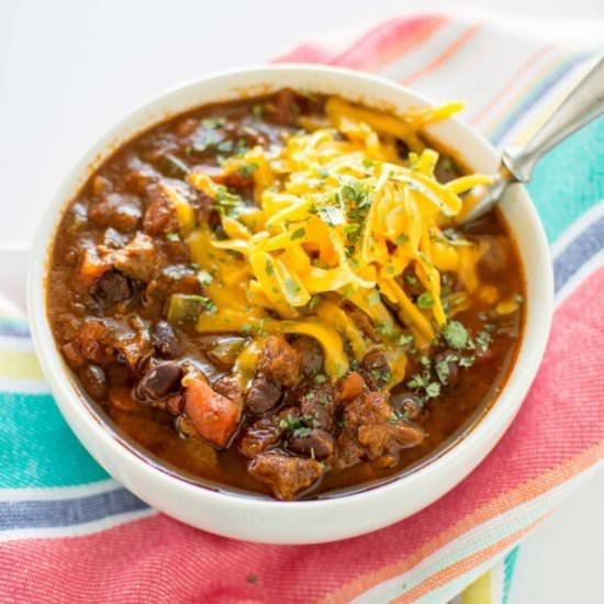 Slow Cooker Ancho Steak Chili - Recipe photo by slowcookergourmet