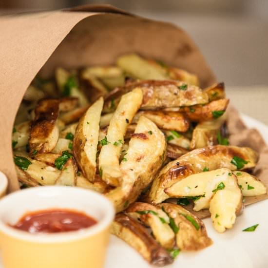 Oven Baked Garlic Fries - Recipe photo by vegan video pantry