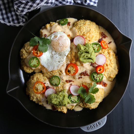 Skillet Biscuits w/ Pimento Gravy - Recipe photo by griermountain
