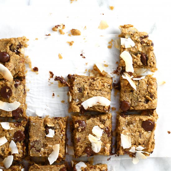 chocolate chip almond coconut bars - Recipe photo by justjfaye