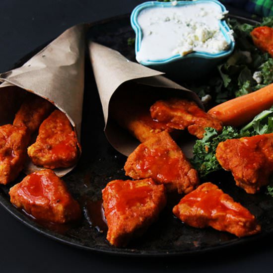 Vegetarian Buffalo Chicken Tenders - Recipe photo by beetsandberries