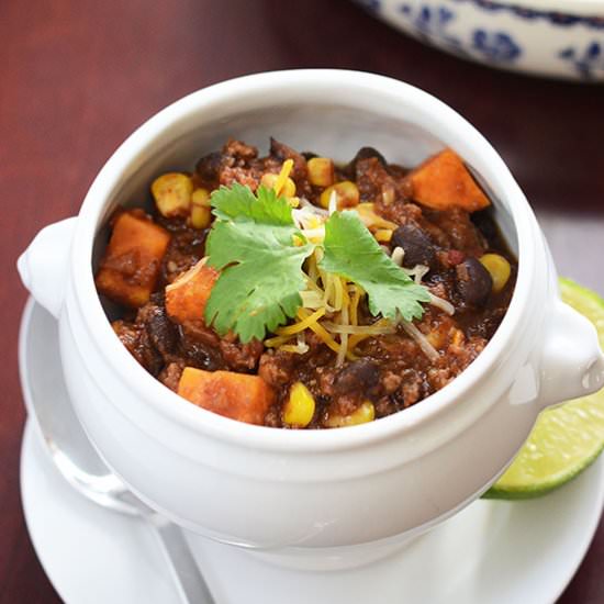 Turkey, Sweet Potato Chili - Recipe photo by Queen of My Kitchen