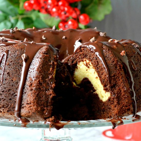 Cheesecake Filled Chocolate Cake - Recipe photo by loveisinmytummy