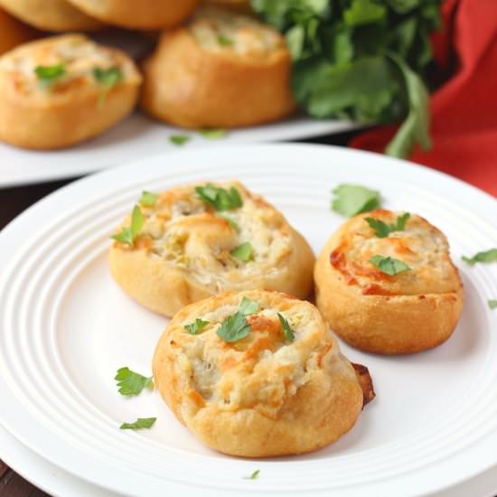 Artichoke Jalapeño Pinwheels - Recipe photo by mykitchencraze