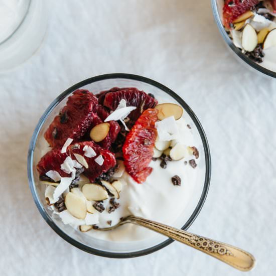 Coconut Yogurt with Blood Oranges - Recipe photo by Downshiftology