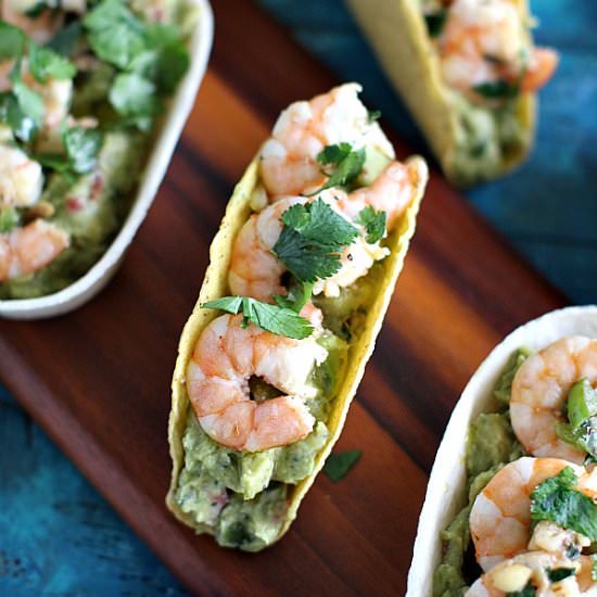 Guacamole Taco Boats with Shrimp - Recipe photo by peasandpeonies