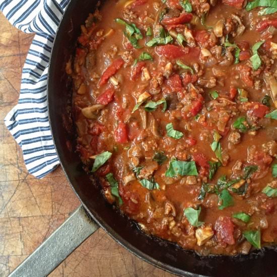 Meaty Mushroom Marinara - Recipe photo by MomsKitchenHandbook