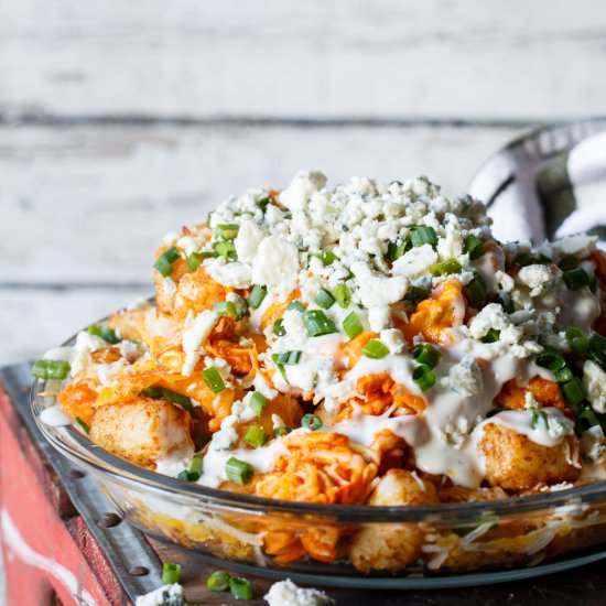 Buffalo Chicken Tater Tot Nachos - Recipe photo by sharedappetite