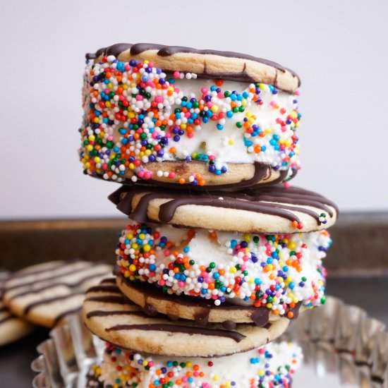 Fudge Stripe Ice Cream Sandwiches - Recipe photo by thedessertchronicles