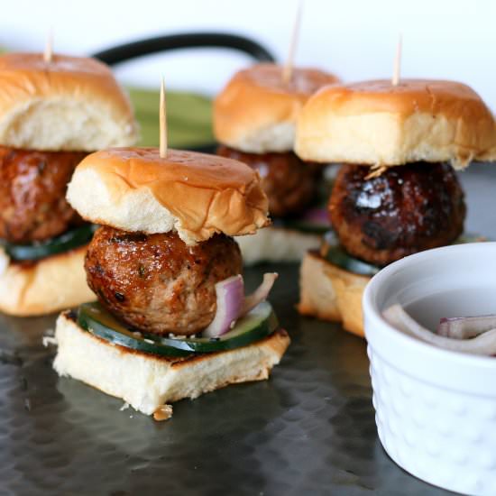 Teriyaki Turkey Meatball Sliders - Recipe photo by HautePepper