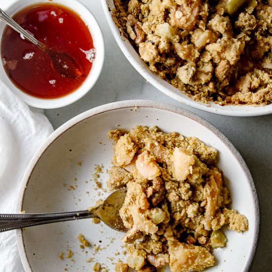 Poached Quince Cornmeal Crumble - Recipe photo by rootingthesun