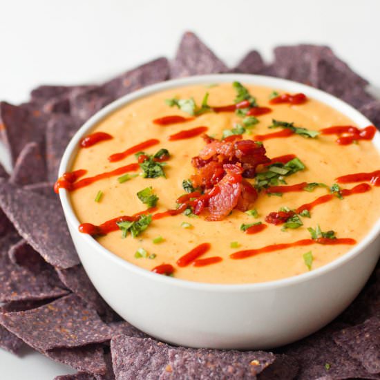 Bacon Sriracha Queso - Recipe photo by wholefully