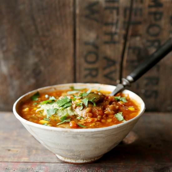 Red Lentil and Poblano Chile Soup - Recipe photo by fogwood and fig