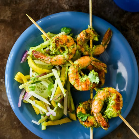 Cilantro-Jalapeno Grilled Shrimp - Recipe photo by MunchkinTime