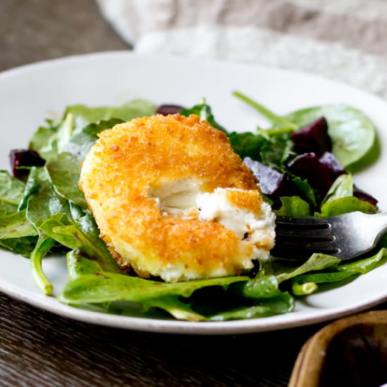Fried Goat Cheese With Beets - Recipe photo by TheGourmetGourmand
