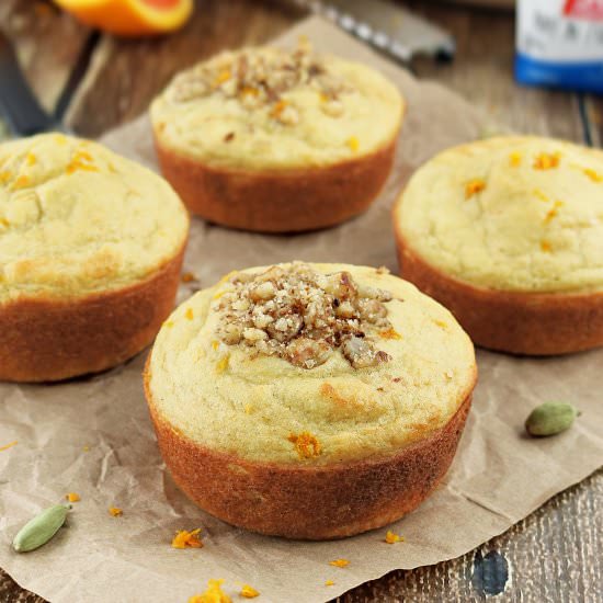 Orange Cardamom Protein Muffins - Recipe photo by SavorySpin