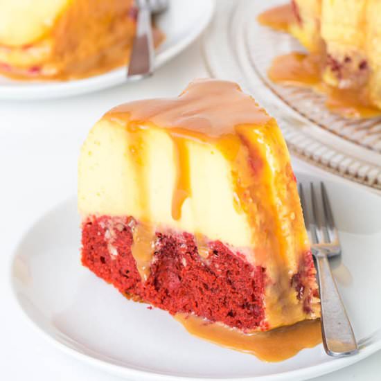 Magic Red Velvet Flan Cake - Recipe photo by Shineshka