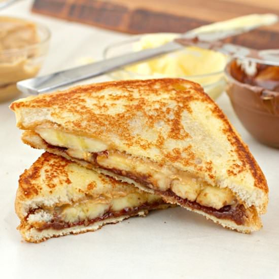 Grilled PB and Banana with Nutella - Recipe photo by Kitchen Simmer