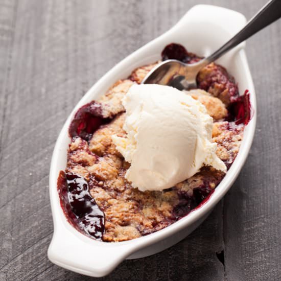 Peach and Boysenberry Crisp - Recipe photo by Home Baked Joy