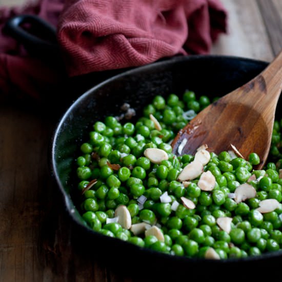 Peas with Toasted Almonds - Recipe photo by foodsofourlives