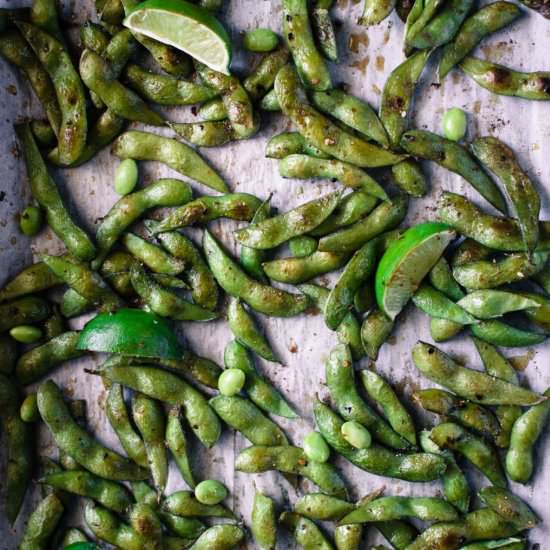 Roasted Edamame w/ Togarashi - Recipe photo by SweetCayenne