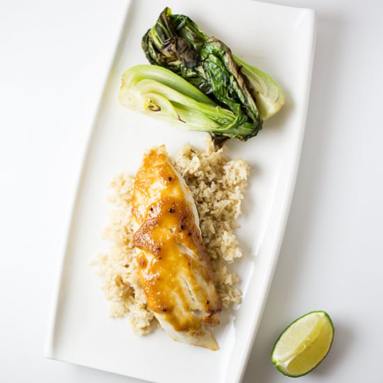 Miso Glazed Tilapia with Bok Choy - Recipe photo by sidewalkshoes