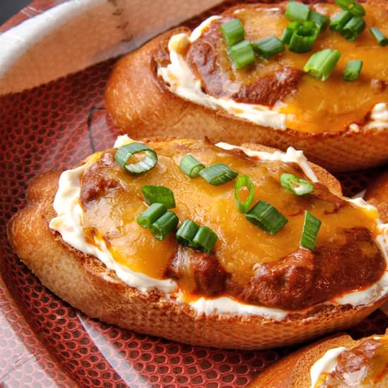 Game Day Chili Cheese Crostini - Recipe photo by TheKitchenWhisperer