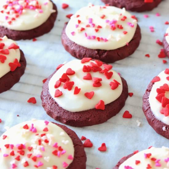 Red Velvet Cut-Out Cookies {gf} - Recipe photo by Thoroughly Nourished Life