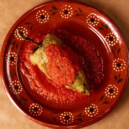 Pork Filled Chile Relleno - Recipe photo by MexicanFoodJournal